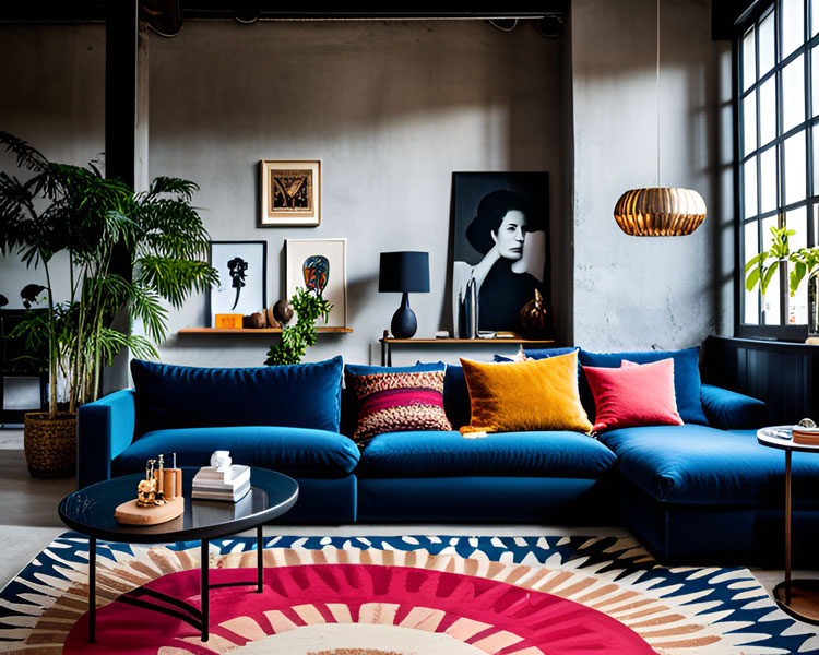 Industrial Eclectic Bohemian living room