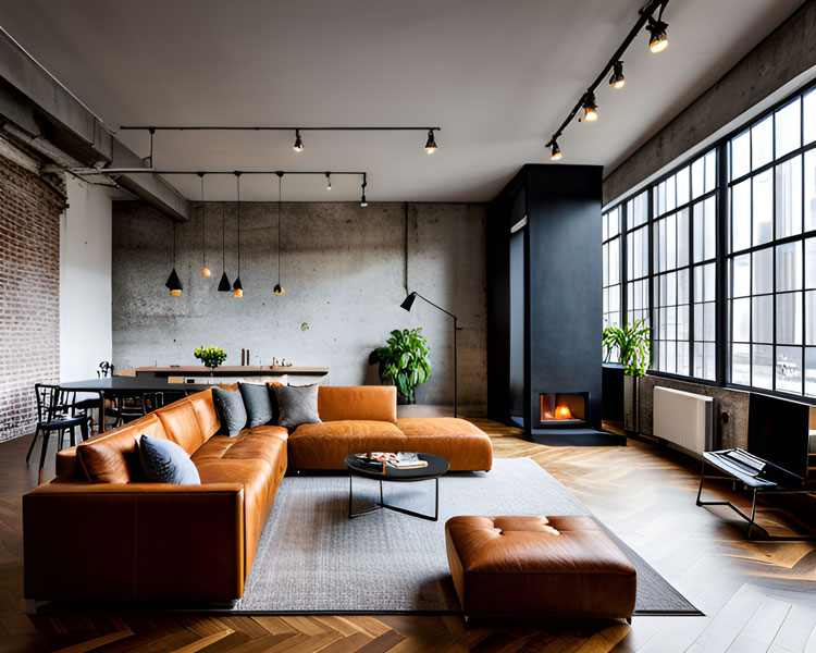Industrial Minimalist Contemporary living room