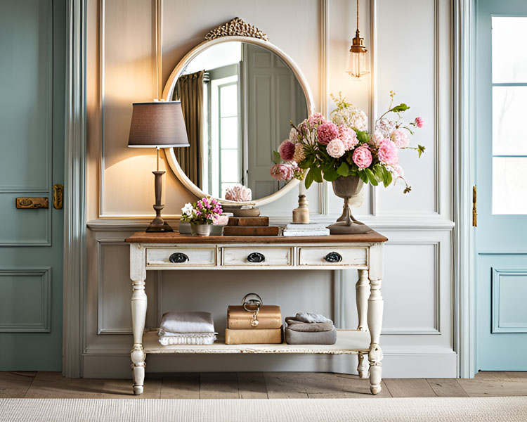 French Country Shabby Chic entryway table