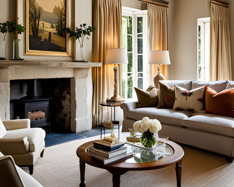 French Country Traditional Rustic living room