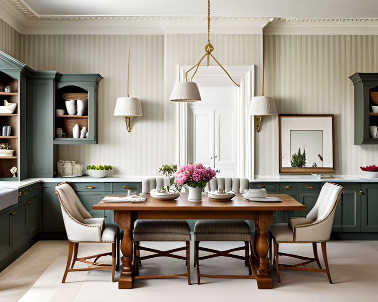 English Country Traditional dining room